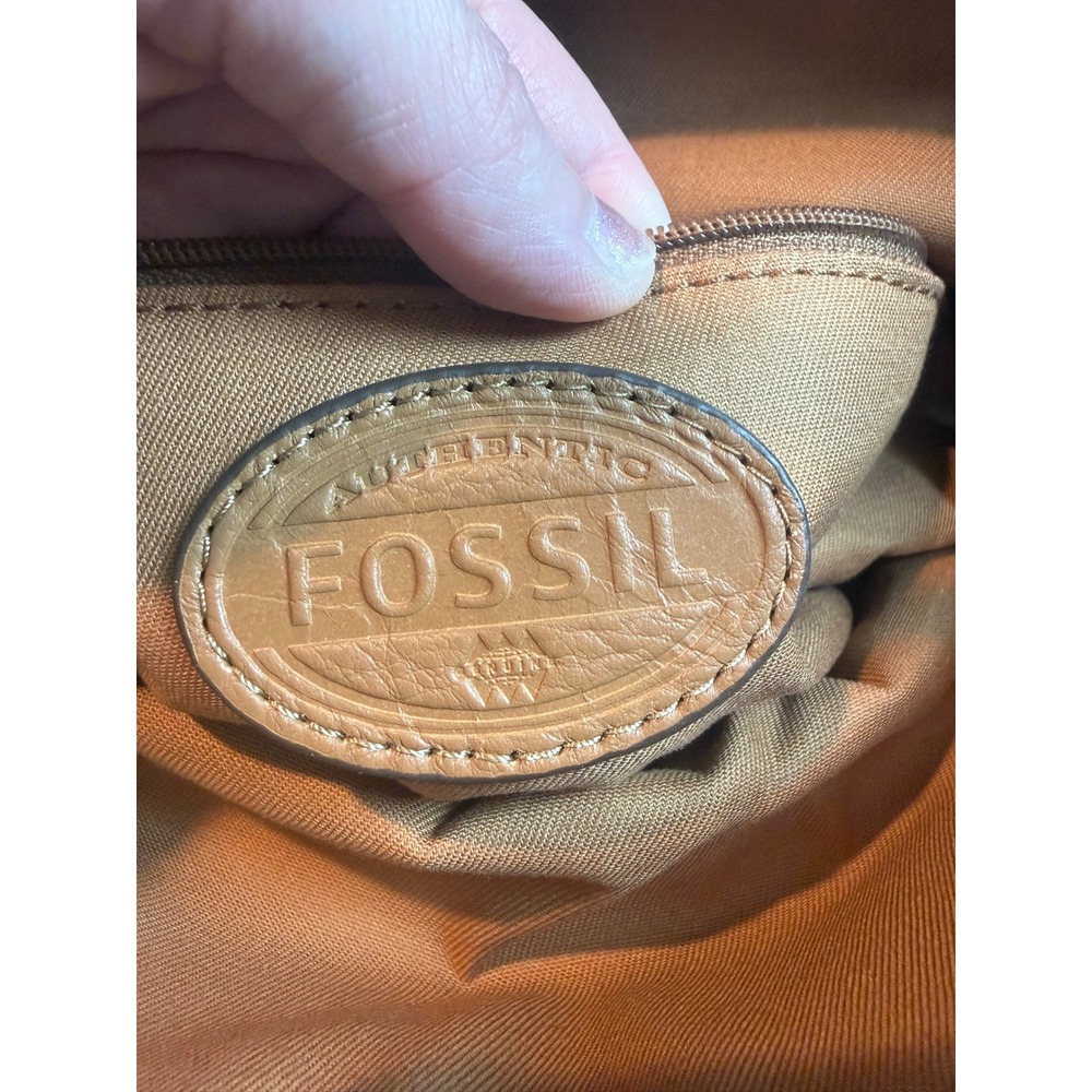 Fossil Y2K Camel Brown Leather Utility Tote Cargo Pocket Crossbody Bag - Picture 3 of 16